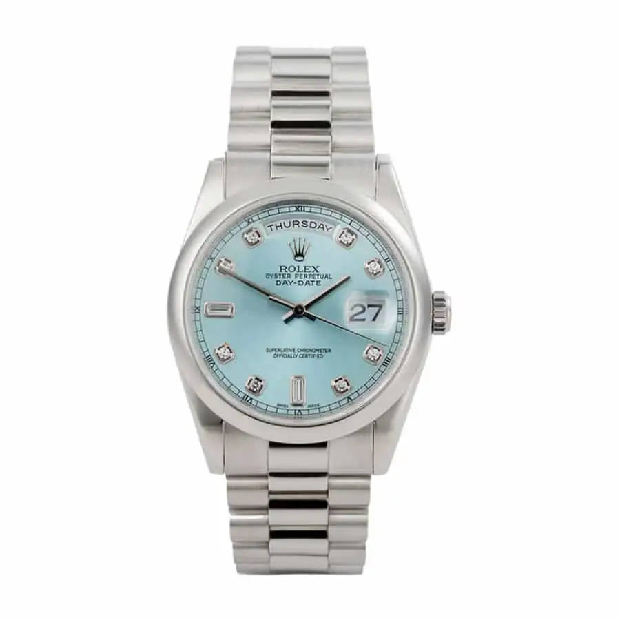 rolex-day-date-ii-218206-v6-stainless-steel-blue-dial-replica.webp