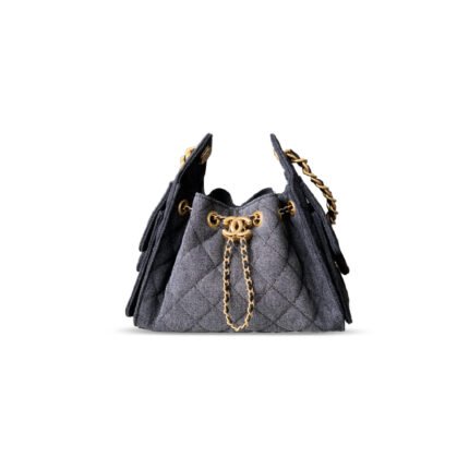 CHANEL MASTER 25 MINI HOBO BAG BLACK DENIM AS5631(22*20*12.5cm)